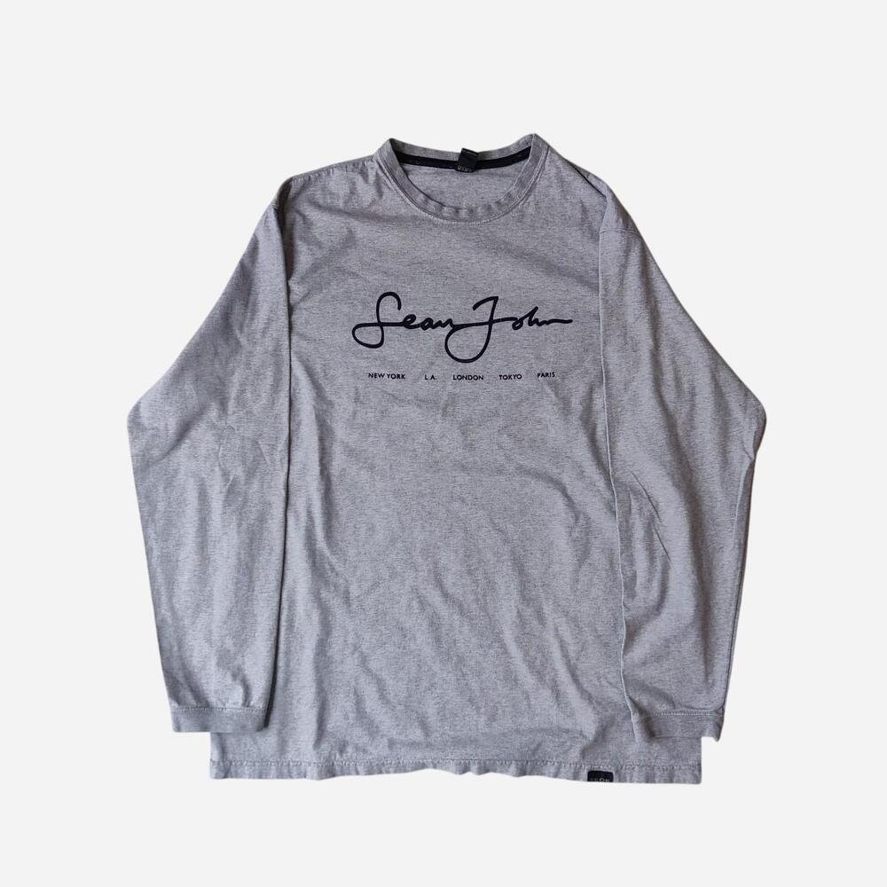Sean John grey long sleeve spellout shirt